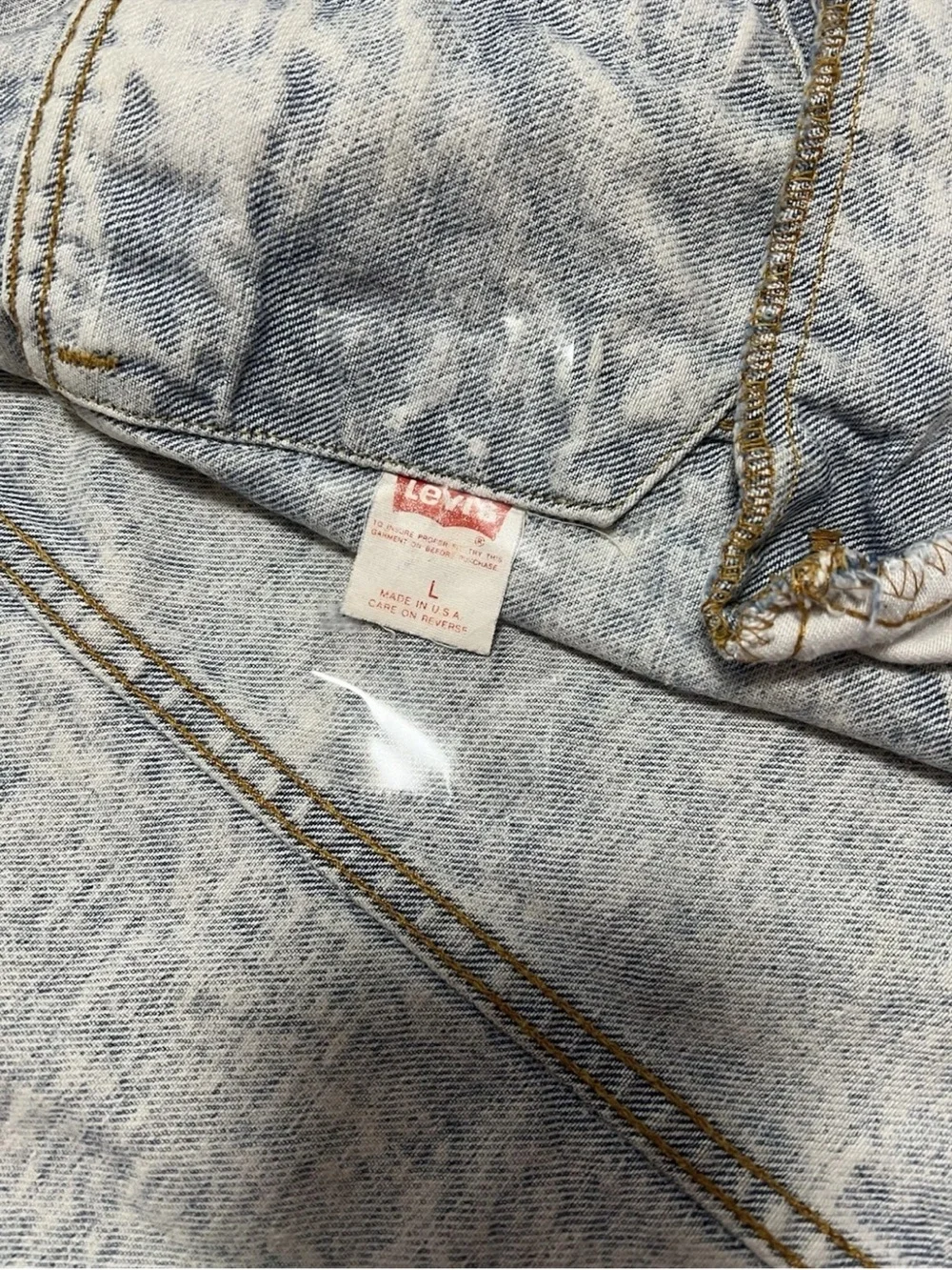 Vintage Levi’s 70507-0219 Acid Wash Denim Trucker Jacket USA Made Size L 523 - Picture 8 of 13